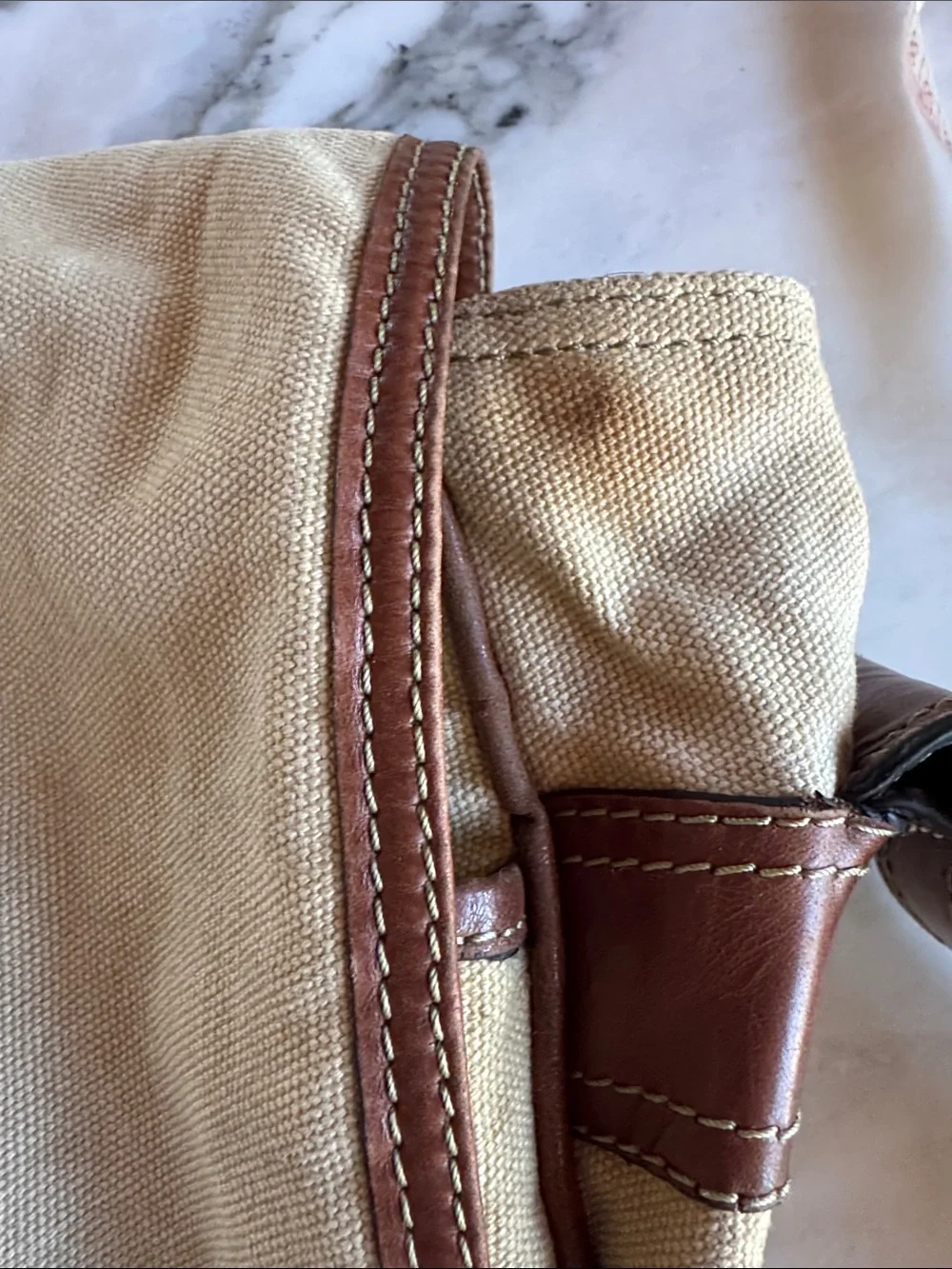FOSSIL 1954 VTG Canvas Messenger Bag with Brown Leather Trim - Men's Crossbody
